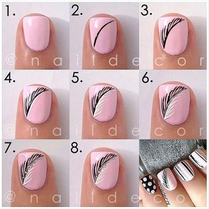 Pink Autumnal Nails - Easy Nail Art Designs For Short Nails