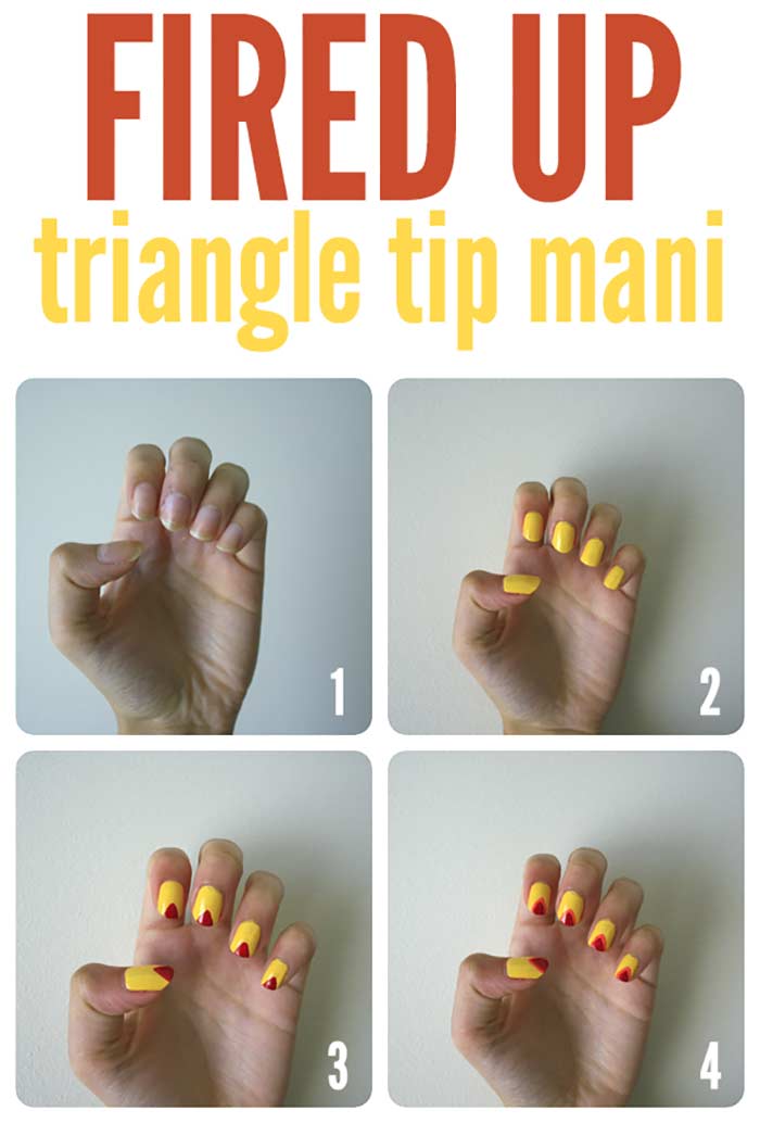 Fired Up Triangle Tip Nail Art for Short Nails