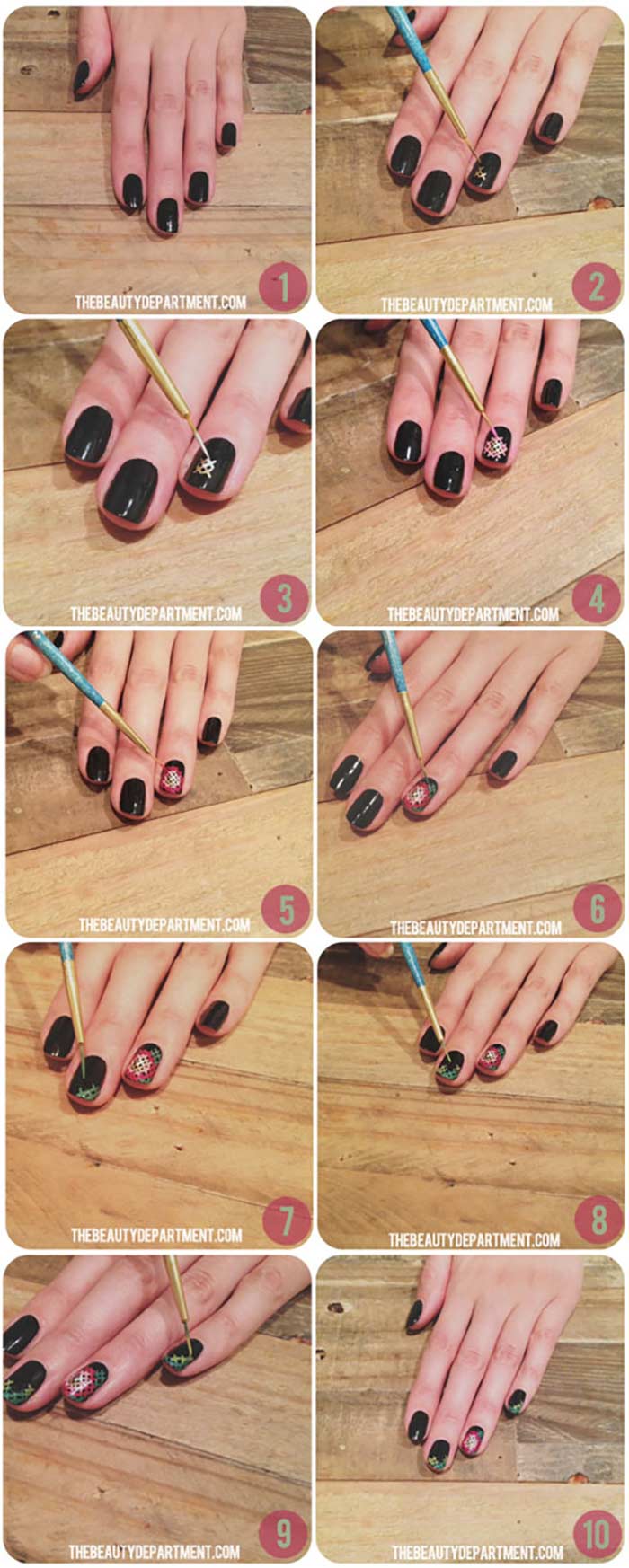 Cross Stitch Manicure - Nail Designs For Short Nails 