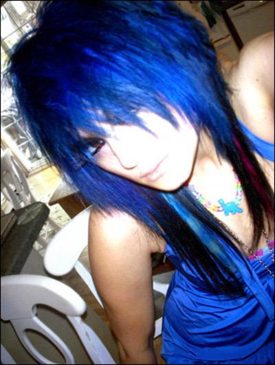 blue emo hair