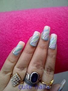 Pink and Silver Pastel Nail Art
