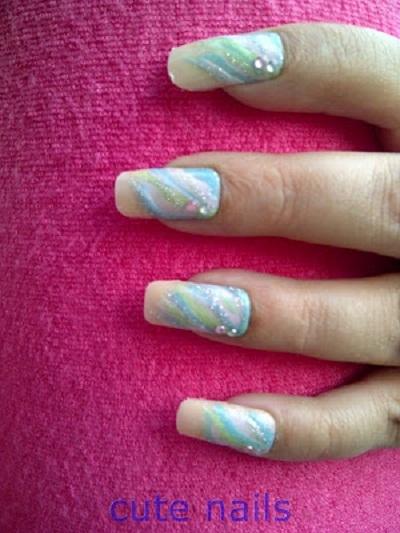Pastel Burst Nail Art Design