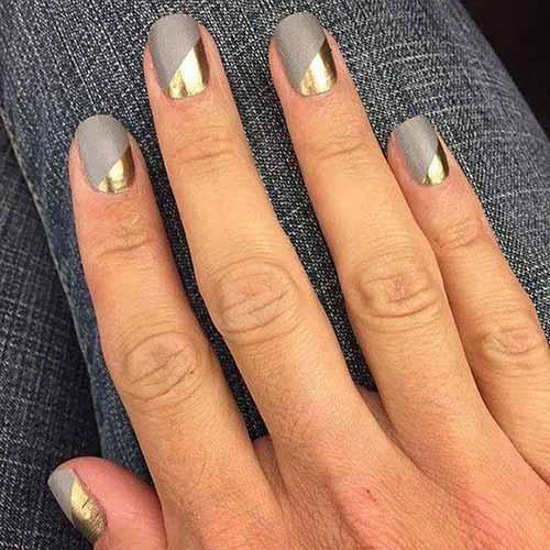 30. Grey and Gold Nail Art