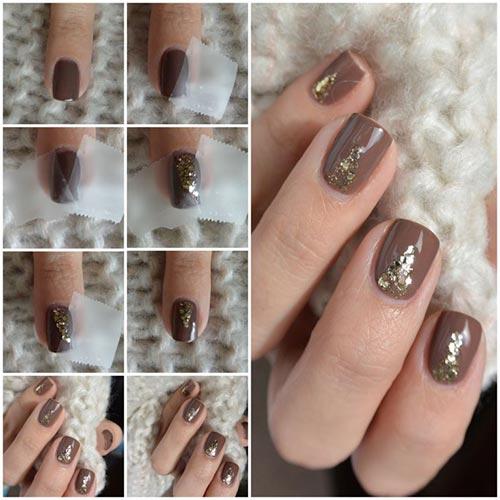 47. Chocolate Gold Nail Art