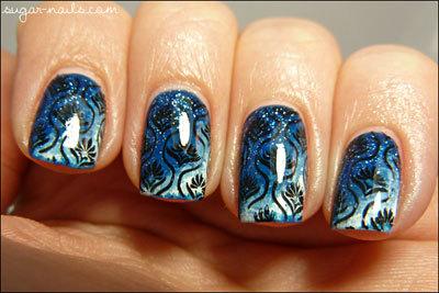 Gradient with stamping nails art