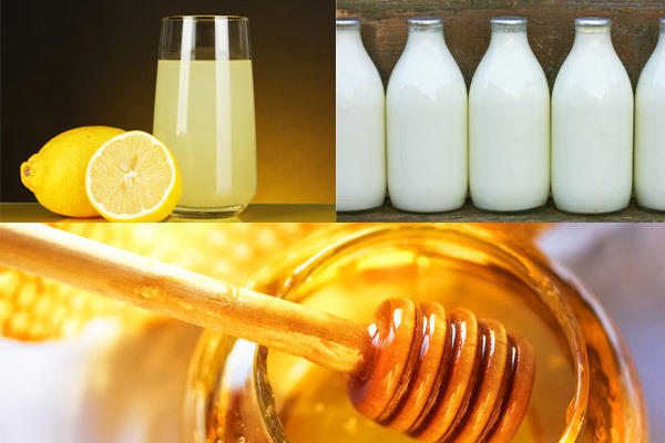 Milk, lemon juice and honey