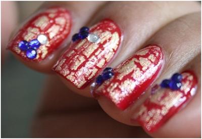 rhinestones nail art designs 