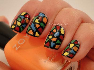 Stain glass nails art