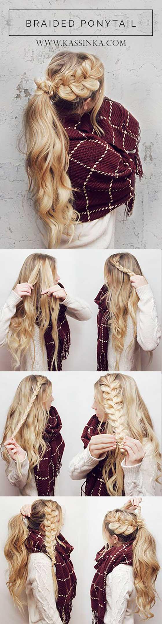 Braided Hairstyles For Long Hair - Pancaked Braided Ponytail Pancaked-Braided-Ponytail