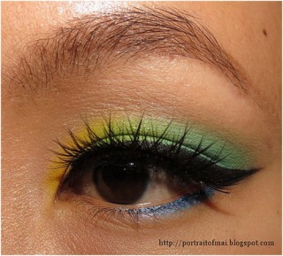 yellow and green eye makeup