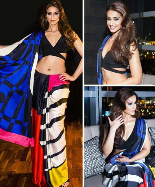 Bollywood Actress Ileana D'Cruz In Multicolored Saree Ileana D'Cruz In Multicolored Saree