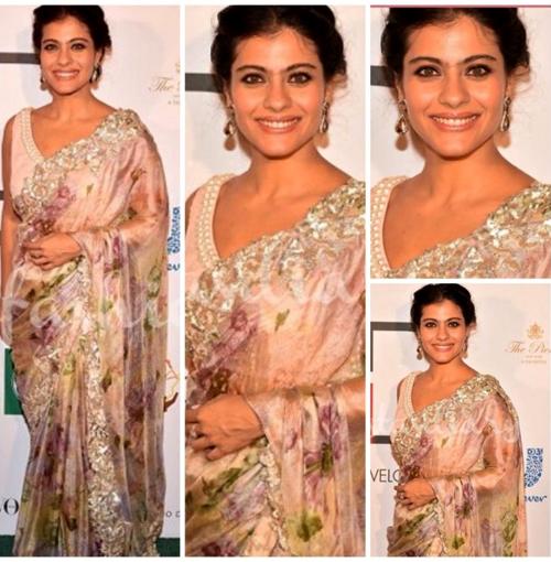 Bollywood Actresses In Saree - Kajol In A Floral Saree Kajol In Floral Saree