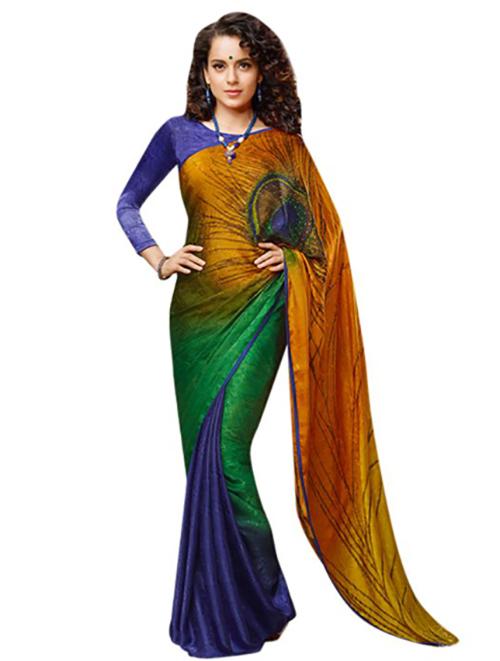 Kangana Ranaut In Peacock Design Saree Kangana Ranaut In Peacock Design Saree