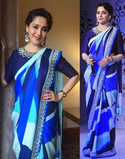Madhuri Dixit In Blue Saree Madhuri Dixit In Blue Saree