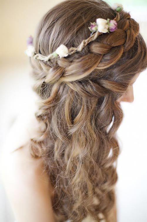 bridal hairstyles with flower and veil