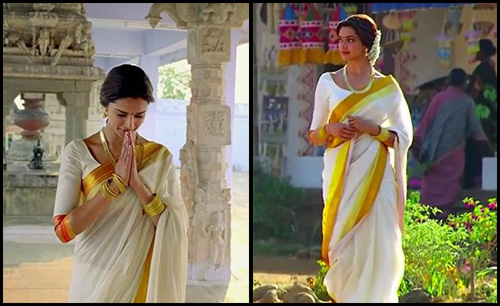 Bollywood Actress Deepika Padukone In White Saree In Chennai Express Movie