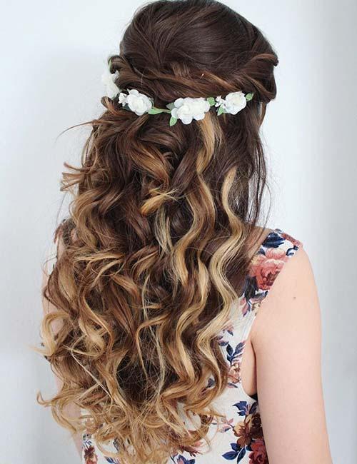 1. Floral Half Updo