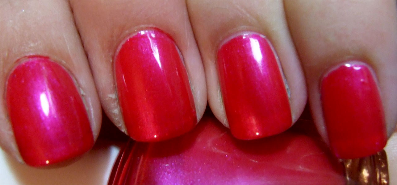 nail design on hot pink polish