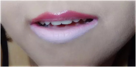 half and half lip with pink