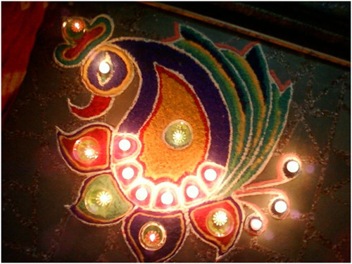 What are some features of Rangoli art?