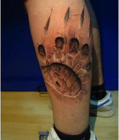 Tatto Idea on Paw Print Tattoo Can Be Given 3d Touches By Inserting Cracking