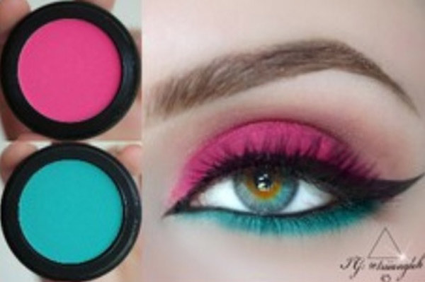 Neon Pink And Blue Eye Makeup