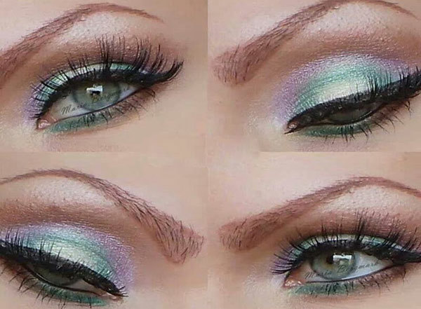  Shimmer Green And Purple Eye Makeup6. Shimmer Green And Purple Eye Makeup