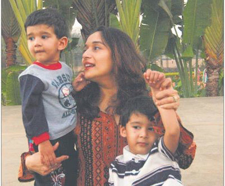 Madhuri with her kids