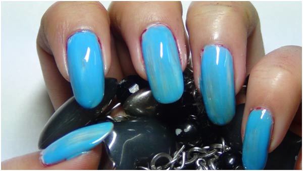  light blue colored nail polish