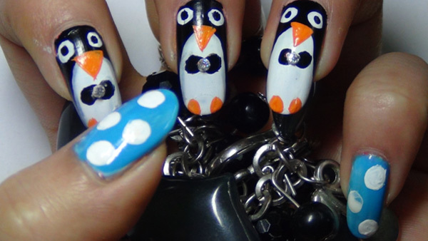 penguin nail art step six