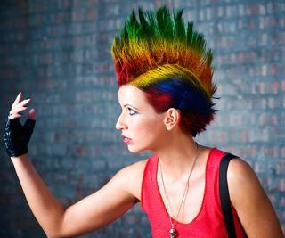 Short Spiky Hairstyles - Rainbow Mohawk Rainbow Mohawk