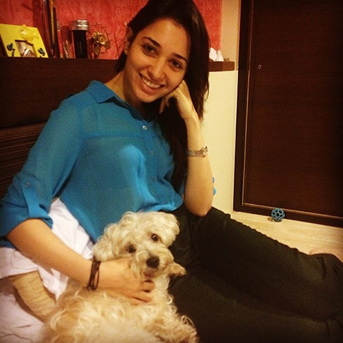 Tamanna with her pet