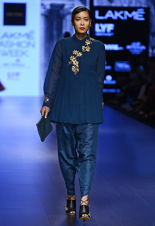 Royal Blue Pant Suit Style Salwar kameez