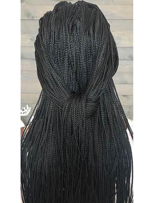 18. Simple Black Half Knotted Micro Braids