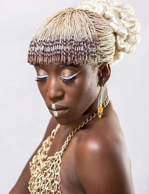 19. Beaded Micro Braids Bun