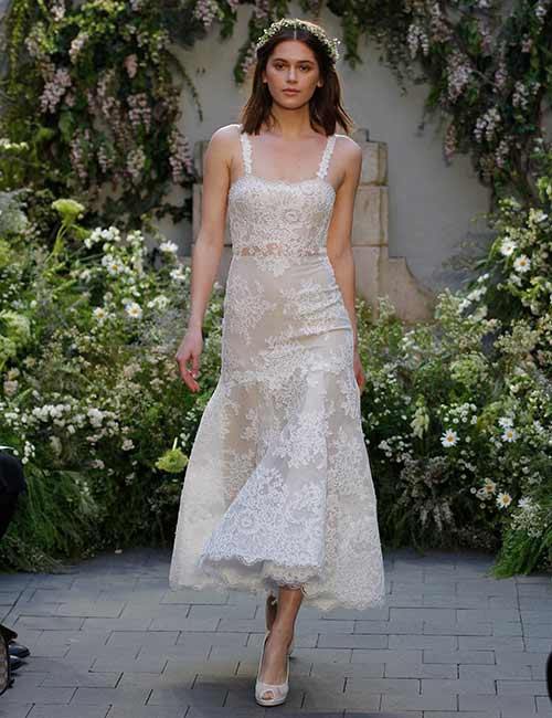 17. Straight Cut Off-White T-length Dress By Monique Lhuillier