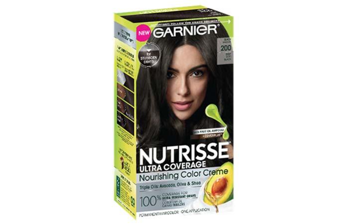 2. Garnier Nutrisse Ultra Coverage Nourishing Color Creme – 200 Black Sesame