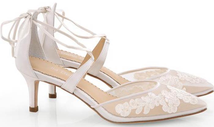 Bridal Wedding Shoes - Lace Mesh Kitten Heels From Belle Belle