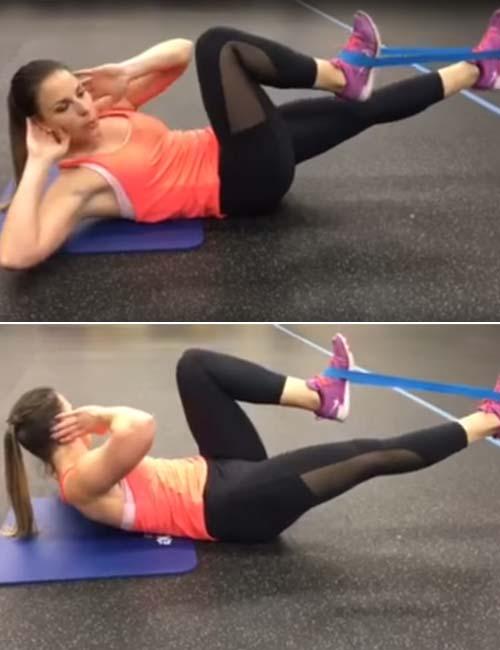 Resistance Band Bicycle Crunches