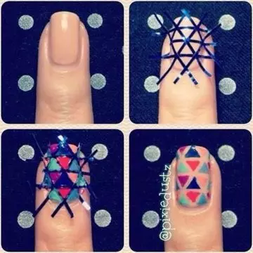 Triangle short nail design tutorial