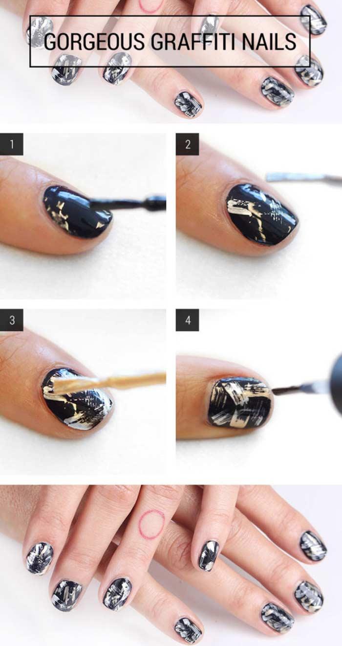 Graffiti short nail design tutorial