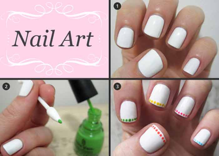 Rainbow tips short nail design tutorial