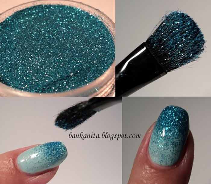 Glitter gradient short nail design tutorial