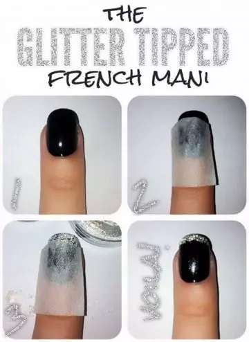 Glitter French tips short nail design tutorial