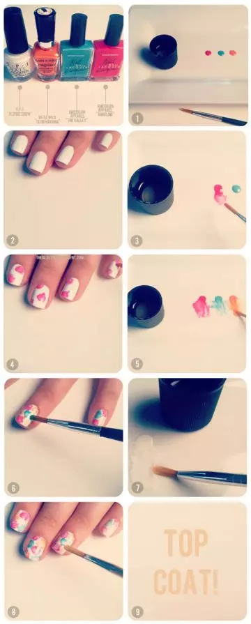 Faded floral short nail design tutorial