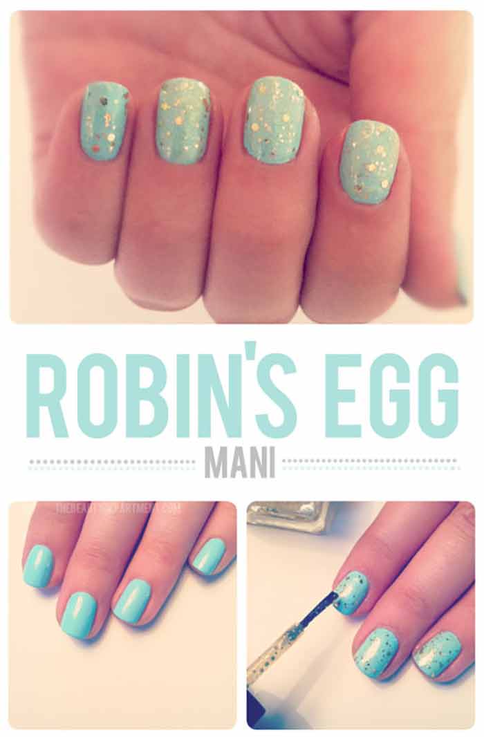Robin's egg short nail design tutorial