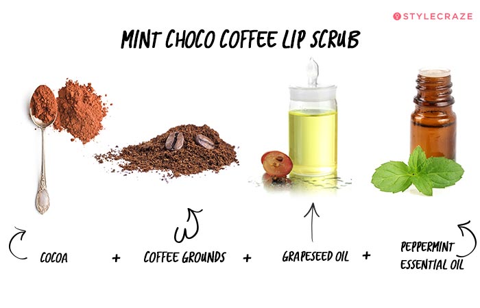DIY mint choco coffee lip scrub