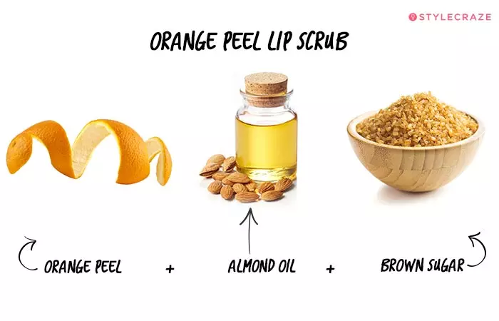 DIY orange peel lip scrub