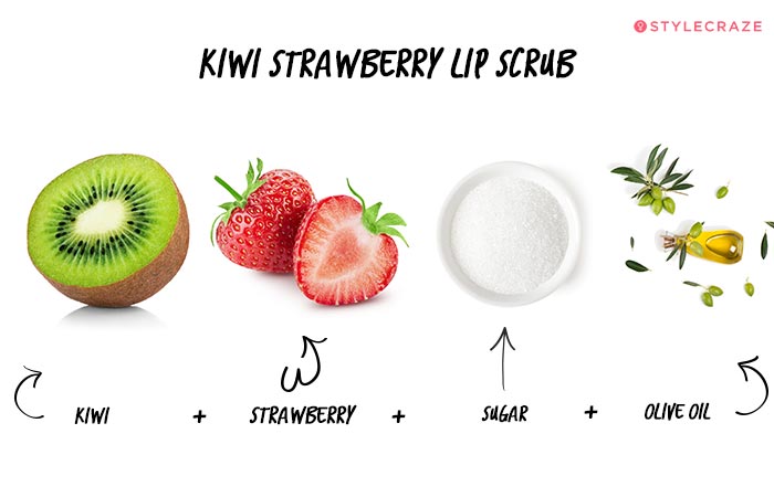 DIY kiwi strawberry lip scrub