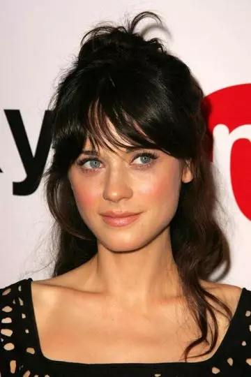 Curved-in center bangs hairstyle